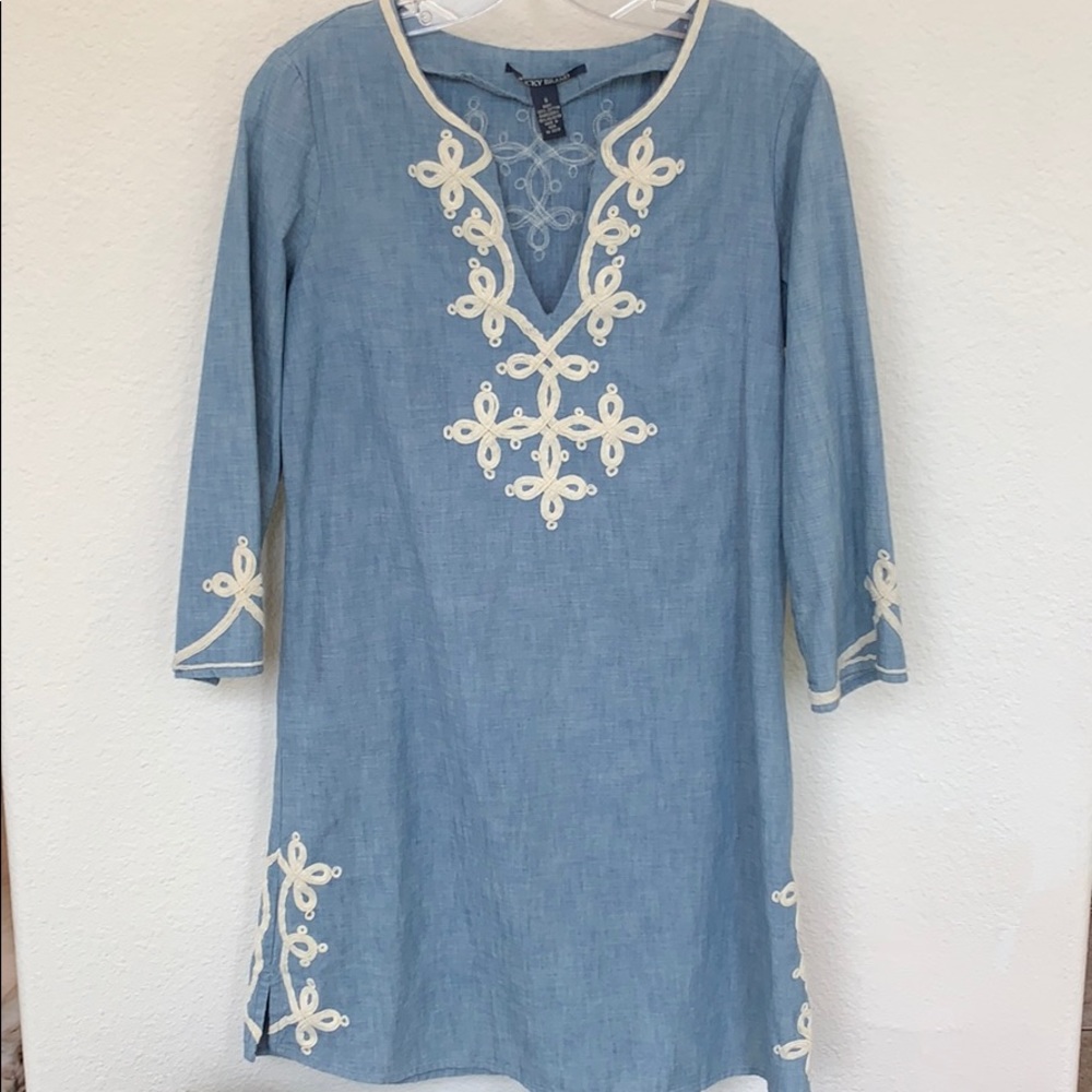 Lucky Brand embroidered chambray dress